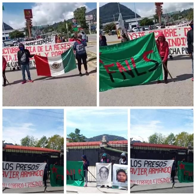 Integrantes del FNLS  marchan y se manifiestan frente al cuartel militar