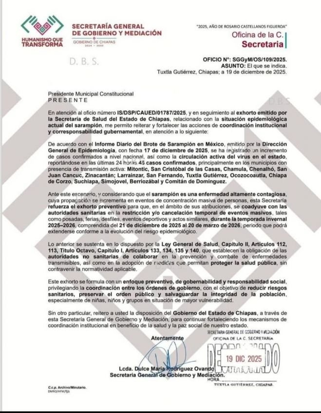 SE CANCELAN LAS POSADAS POR BROTE DE SARAMPIÓN 