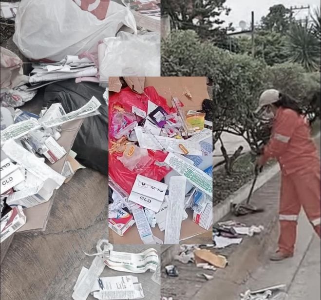 PERSONAS TIRAN JERINGAS, GASAS CON SANGRE UTILIZADAS, YA EST&Aacute;N BUSCANDO AL RESPONSABLE. 