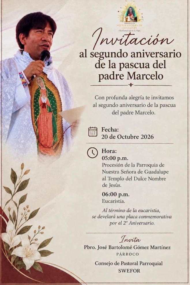 CONMEMORARÁN EL SEGUNDO ANIVERSARIO DE LA PASCUA DEL PADRE MARCELO EN SAN CRISTÓBAL