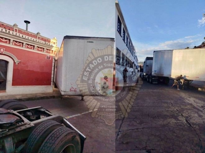 Tránsito Municipal interviene tras ingreso de tráiler en sentido contrario y daños a inmuebles