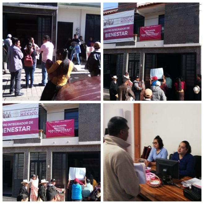 Desplazos del Rancho el Potrero se manifiestan en las oficinas de la Secretaría de Bienestar en SC