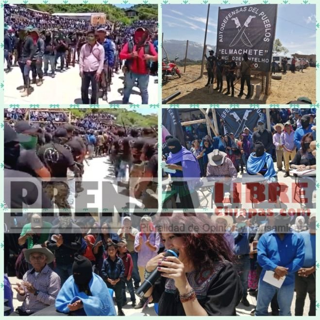 Se presentan ante los medios el grupo de autodefensa &quot;Los Machetes&quot;.