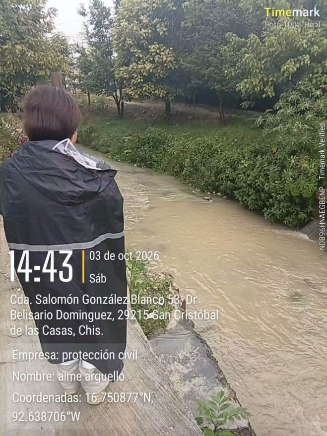 Protecci&oacute;n Civil mantiene monitoreo preventivo de r&iacute;os y afluentes ante lluvias en San Crist&oacute;bal