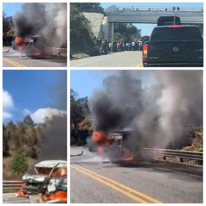 Siete lesionados y una unidad quemada fue el saldo del enfrentamiento entre los de la Cioac y Zacualpa