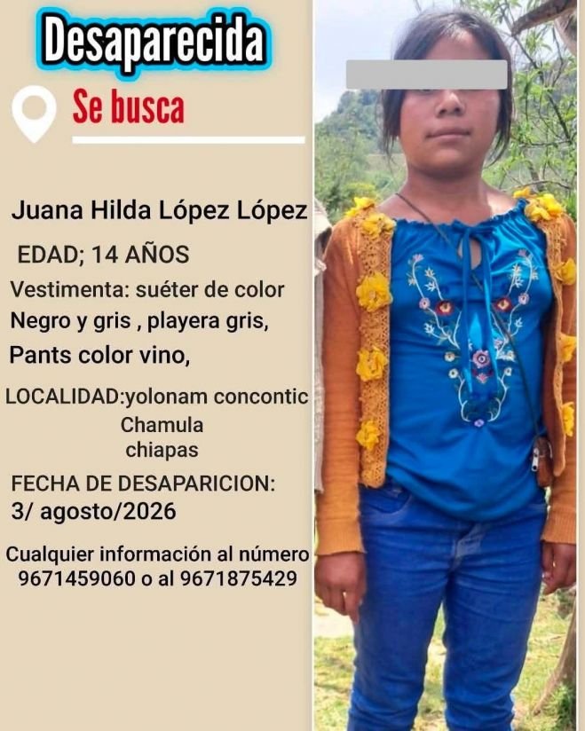 Hallan sin vida a adolescente reportada como desaparecida en Chamula